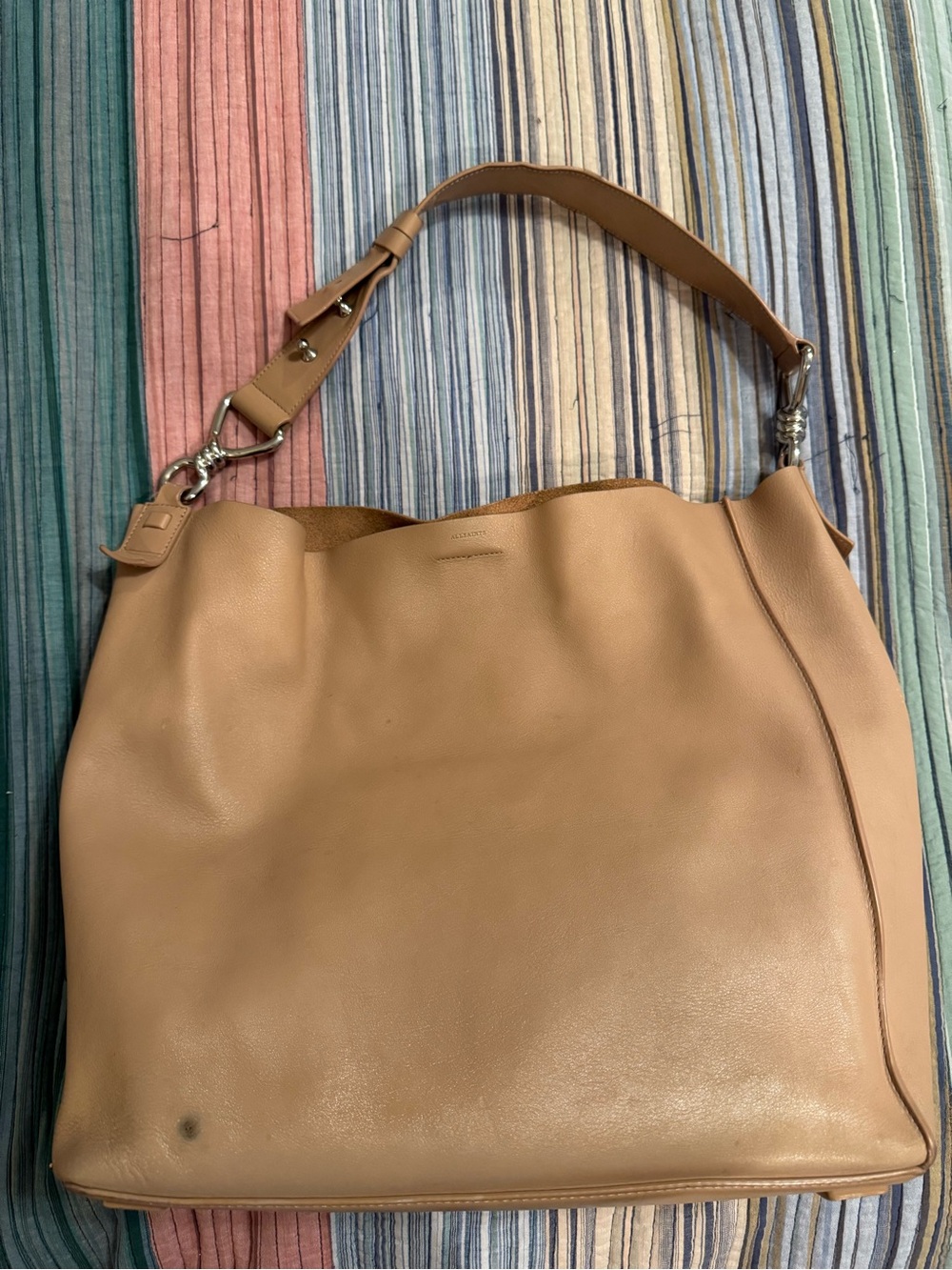 All Saints Leather Hobo Shoulder Bag in Tan